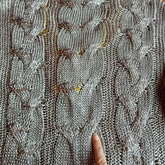 Rag & Bone Metallic Silver Emma V Neck Sweater Size S Academia Preppy Old Money - Picture 6 of 14